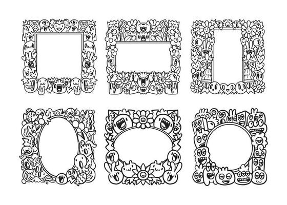 Hand drawn Abstrack doodle art frame Collection