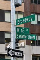 New York City - Nov 3, 2019 -  Sesame Street Sign on Broadway and 63rd Street in New York City. photo