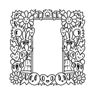 Hand drawn Abstrack doodle art frame