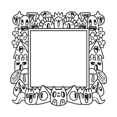 Hand drawn Abstrack doodle art frame