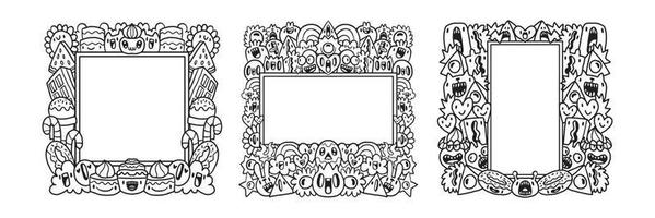 Hand drawn Abstrack doodle art frame Collection vector