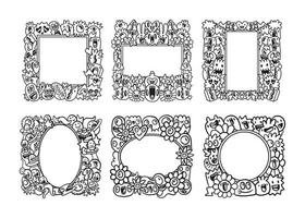 Hand drawn Abstrack doodle art frame Collection vector