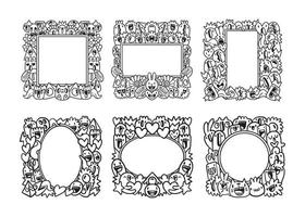 Hand drawn Abstrack doodle art frame Collection vector