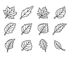 icono de doodle de hoja de otoño seco vector