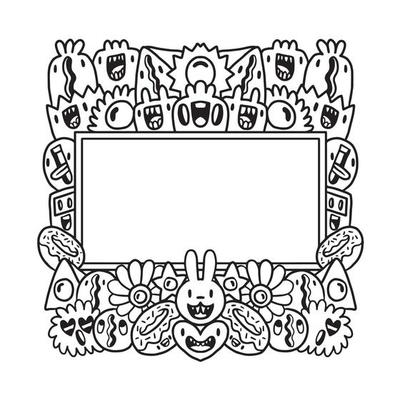 Hand drawn Abstrack doodle art frame