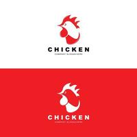 logotipo de pollo, vector de animales de granja, diseño para granja de pollos, restaurante de pollo frito, cafetería