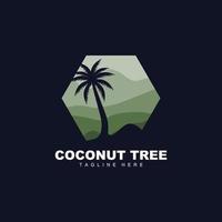 logotipo de árbol de coco, vector de árbol oceánico, diseño para plantillas, marca de producto, logotipo de objeto de turismo de playa