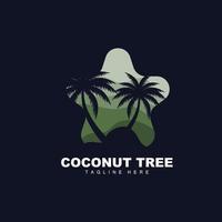 logotipo de árbol de coco, vector de árbol oceánico, diseño para plantillas, marca de producto, logotipo de objeto de turismo de playa