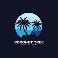 logotipo de árbol de coco, vector de árbol oceánico, diseño para plantillas, marca de producto, logotipo de objeto de turismo de playa