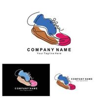 Sneakers Shoe Logo Design, vector illustration of trending youth footwear, simple funky concept