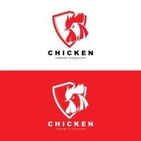 logotipo de pollo, vector de animales de granja, diseño para granja de pollos, restaurante de pollo frito, cafetería