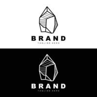 logotipo de piedra, diseño de piedra de línea gema, diamante, cristal, elegante simple, vector de marca de producto, icono de piedra natural