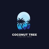 Coconut Tree Logo, Ocean Tree Vector, Design For Templates, Product Branding, Beach Tourism Object Logo vector