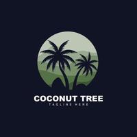 logotipo de árbol de coco, vector de árbol oceánico, diseño para plantillas, marca de producto, logotipo de objeto de turismo de playa