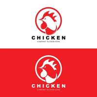 logotipo de pollo, vector de animales de granja, diseño para granja de pollos, restaurante de pollo frito, cafetería