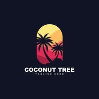 logotipo de árbol de coco, vector de árbol oceánico, diseño para plantillas, marca de producto, logotipo de objeto de turismo de playa