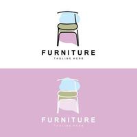 furniture logo, home furnishing design, room icon illustration, table, chair, lamp, frame, clock, flower pot vector