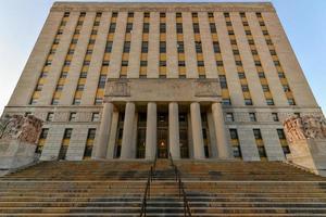 Bronx County Courthouse, also known as the Mario Merola Building, is a historic courthouse building located in the Concourse and Melrose neighborhoods of the Bronx in New York City, 2022 photo