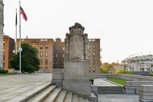 Bronx County Courthouse, also known as the Mario Merola Building, is a historic courthouse building located in the Concourse and Melrose neighborhoods of the Bronx in New York City, 2022 photo