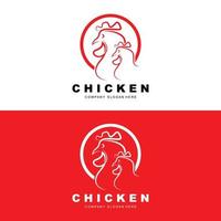 logotipo de pollo, vector de animales de granja, diseño para granja de pollos, restaurante de pollo frito, cafetería