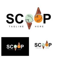 Ice Cream Gelato Logo Design, Sweet Soft Cold Food, Vector Brand Company Products