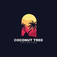 logotipo de árbol de coco, vector de árbol oceánico, diseño para plantillas, marca de producto, logotipo de objeto de turismo de playa