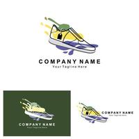 Sneakers Shoe Logo Design, vector illustration of trending youth footwear, simple funky concept