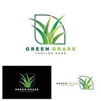 Green Grass Logo Design, Farm Landscape Illustration, Natural Scenery Vector