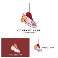 Sneakers Shoe Logo Design, vector illustration of trending youth footwear, simple funky concept