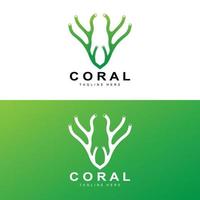 Coral Logo, Sea Plants Place Marine Animals, Ocean Vector, Seaweed Icons vector