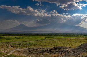 Panorama of the Armenian landscape and Mount Ararat near the Turkish border. photo