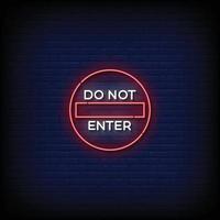 neon sign do not enter with brick wall background vector illustration