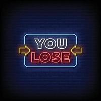 neon sign you lose with brick wall background vector illustration