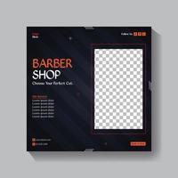 Barber shop social media post template design vector