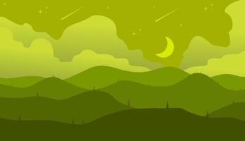 vector illustration of nature landscape background banner with stars and moon