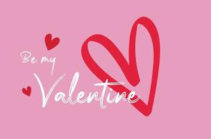 Sé mi corazón de amor de San Valentín con letras sobre fondo rojo. concepto de amor y San Valentín vector