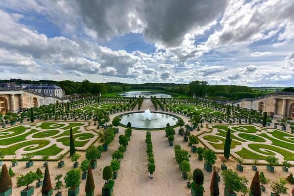 Gardens of the famous Palace of Versailles in France.