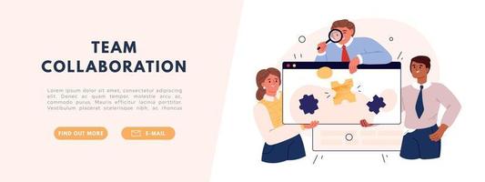 Team worker concept. Group of people work together. UI design concept. Flat vector illustration