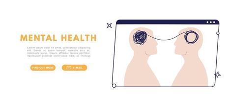 Consejería de terapia psicológica en línea. concepto de salud mental conversación profesional con un especialista. ilustración vectorial plana vector