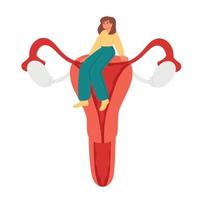 Female reproductive system. Uterus and ovaries. Flat vector illustration