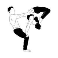 Vector yoga illustration. Yoga asanas for couple yoga.Hand drawn sketch.