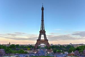 The Eiffel Tower, a wrought iron lattice tower on the Champ de Mars in Paris, France. photo