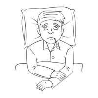 Fever Man On Bed Sketch Illustration vector