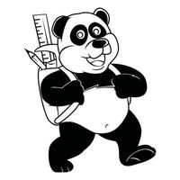 panda ir a la ilustración de la escuela vector