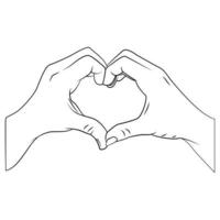 Love Sign Hand Outline Vector