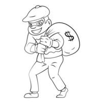 Thief With Mask Sketch Illustration vector