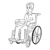 boceto de hombre con silla de ruedas vector