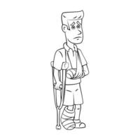 Man With Broken Leg Sketch vector