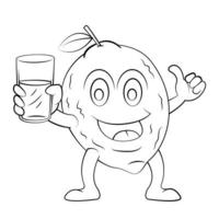 boceto de personaje de jugo de limón vector