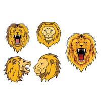 diseño de colección de cabeza de león vector